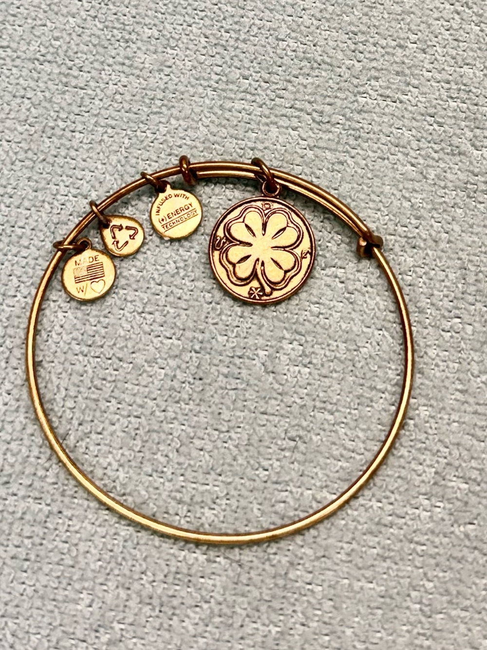 Alex and Ani Gold Four-Leaf Clover Charm Expandable Bangle